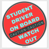 Let op Student Driver Aan boord - Red Watch Out Sticker (Vel)