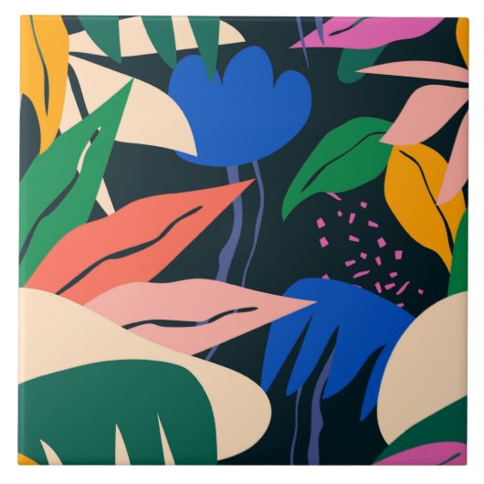 Let op tropisch patroon tegeltje (Voorkant)