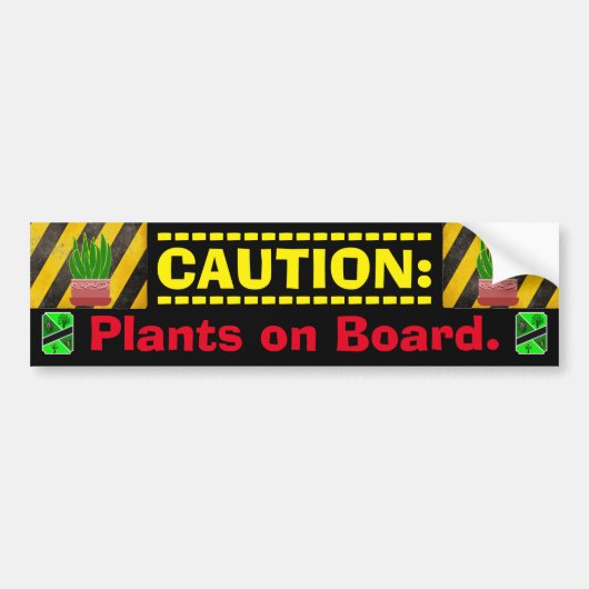 LET OP: Tuin Planten aan boord. Bumpersticker (Voorkant)