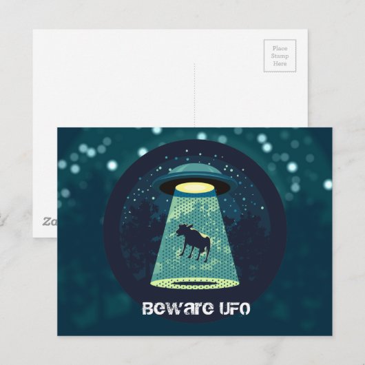 Let op UFO Briefkaart (Voorkant / Achterkant)