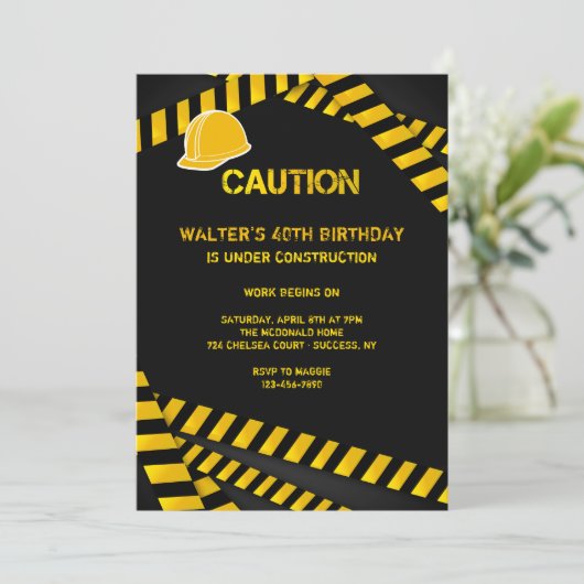 Let op Uitnodiging Bouwhelm dragen (Staand voorkant)