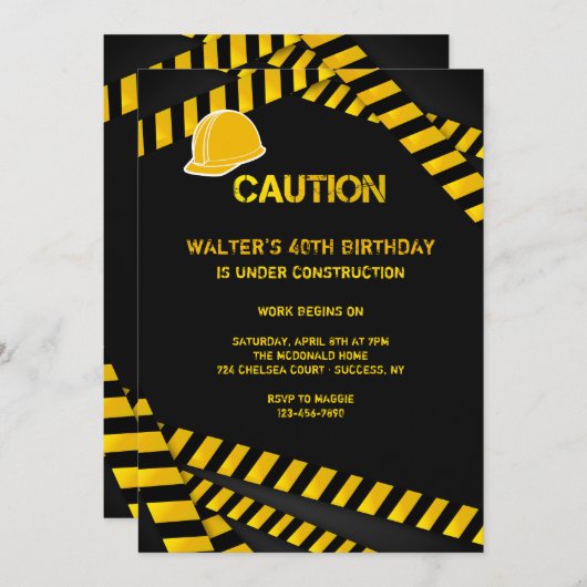 Let op Uitnodiging Bouwhelm dragen (Voorkant / Achterkant)