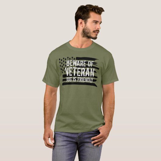 Let op Veteran Service Dog T-shirt (Voorkant volledig)
