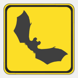 Let op: Vleermuizen! Vierkante Sticker