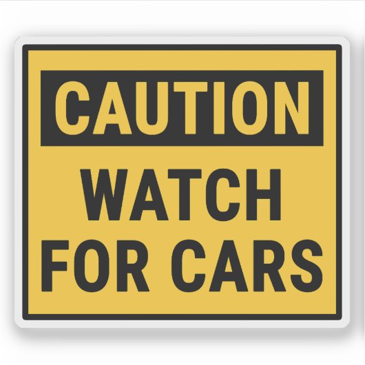 Let op voor auto's sticker (Voorkant)