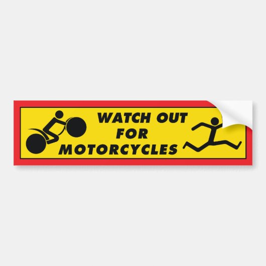 Let op voor motorfietsen bumpersticker (Voorkant)