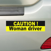 Let op, Vrouw Chauffeur Bumpersticker (Op auto)