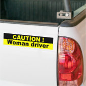 Let op, Vrouw Chauffeur Bumpersticker (Op Truck)