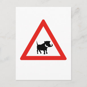 Let op Warthogs, Traffic Sign, Zuid-Afrika Briefkaart
