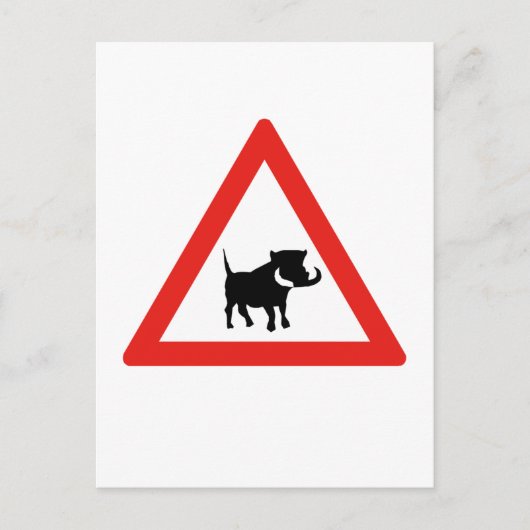 Let op Warthogs, Traffic Sign, Zuid-Afrika Briefkaart (Voorkant)