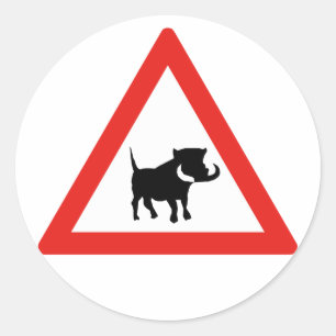 Let op Warthogs, Traffic Sign, Zuid-Afrika Ronde Sticker