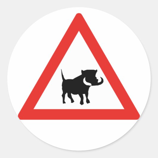 Let op Warthogs, Traffic Sign, Zuid-Afrika Ronde Sticker (Voorkant)