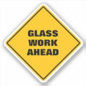 Let op weg teken glas werk vooruit gele diamant sticker (Voorkant)