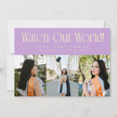 Let op Wereld Multi Foto Wisteria Afstuderen Aankondiging (Voorkant)