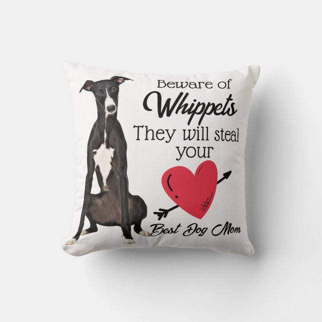 Let op: Whippets...Beste hond Kussen (Voorkant)