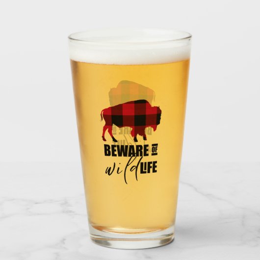 Let op Wilde Life Buffalo Pset ID669 Glas (Voorkant gevuld)