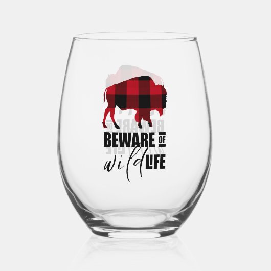 Let op Wilde Life Buffalo Pset ID669 Wijnglas Zonder Voet (Voorkant)
