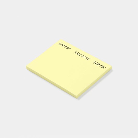 Let op Yellow Music Post-it Notes (Schuin)