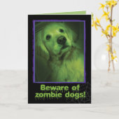 Let op: Zombie Dogs Golden Retriever Halloween Kaart (Gele Bloem)