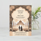 Let Palace Hindi Henna Mehndi Indiase stijl bruilo Kaart (Staand voorkant)