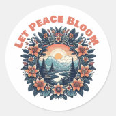 Let Peace Bloom Ronde Sticker (Voorkant)