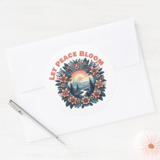Let Peace Bloom Ronde Sticker (Envelop)