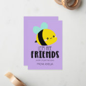 Let’s Bee Friends Kids Valentine Card Notitiekaartje (Voorkant / Achterkant in situ)