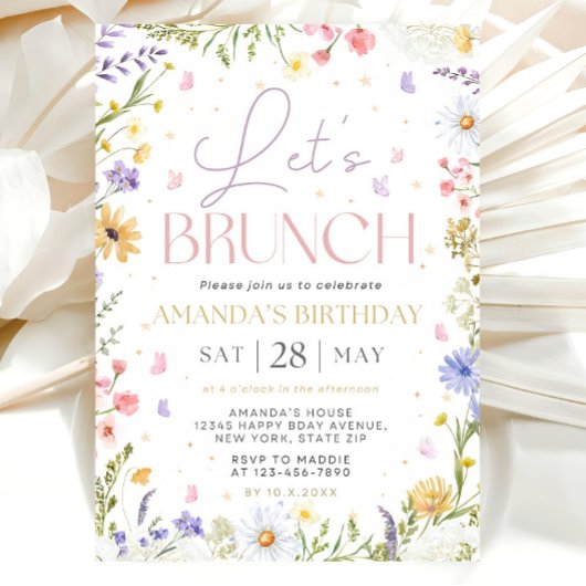 Let’s Brunch Invitation Template, Wildflower Birth Kaart