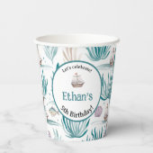Let’s Celebrate Nautical Birthday Name & Age Papieren Bekers (Achterkant)