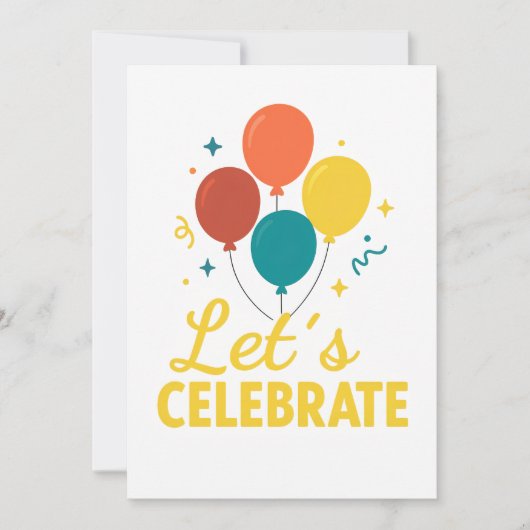 Let’s Celebrate Printable Party Invitation Design Kaart (Voorkant)