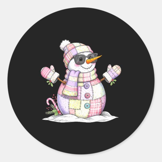 Let’s Chill Snowman Christmas Coffee Cute Holiday Ronde Sticker (Voorkant)