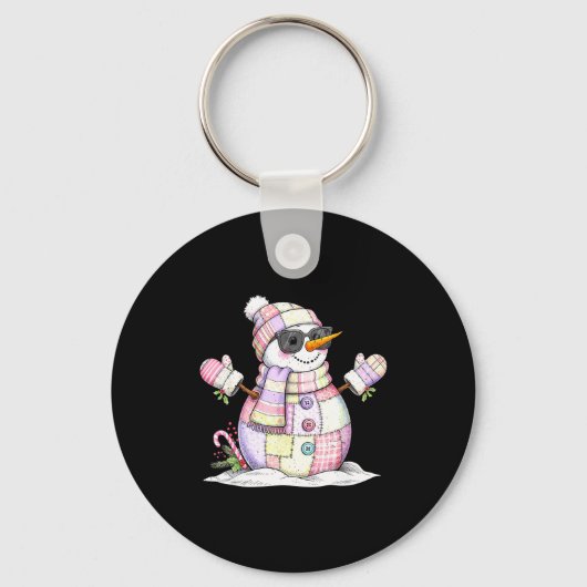 Let’s Chill Snowman Christmas Coffee Cute Holiday  Sleutelhanger (Voorkant)