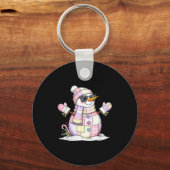 Let’s Chill Snowman Christmas Coffee Cute Holiday  Sleutelhanger (Voorkant)