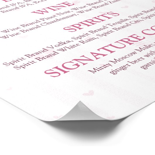 Let’s Drink Bar Menu Sign | A Tiny Bit Engaged  Poster (Hoek)