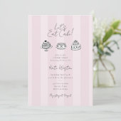 Let’s Eat Cake Pink Bridal Shower Coquette Design Kaart (Staand voorkant)