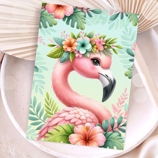 Let’s Flamingle Meisjes Roze Flamingo 8ste Verjaar Kaart