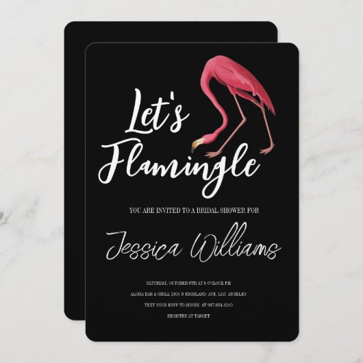 Let’s Flamingle! Tropical Bridal Shower Bash Kaart (Voorkant / Achterkant)