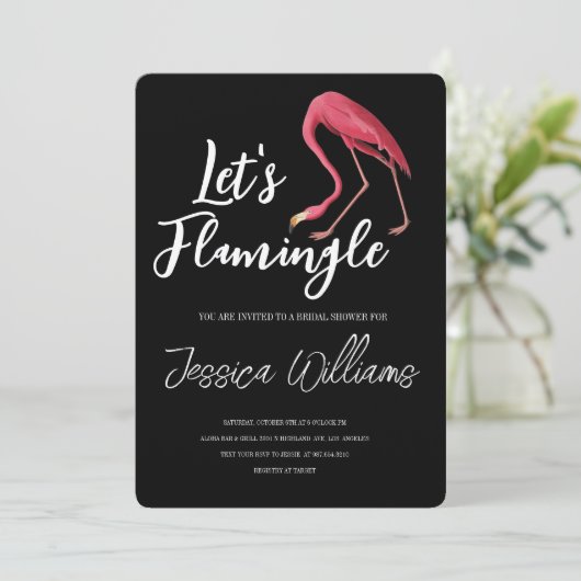 Let’s Flamingle! Tropical Bridal Shower Bash Kaart (Staand voorkant)