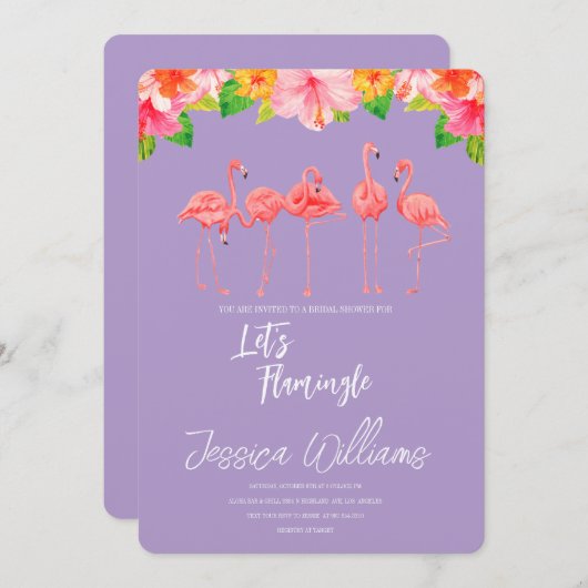 Let’s Flamingle! Tropical Bridal Shower Bash Kaart (Voorkant / Achterkant)