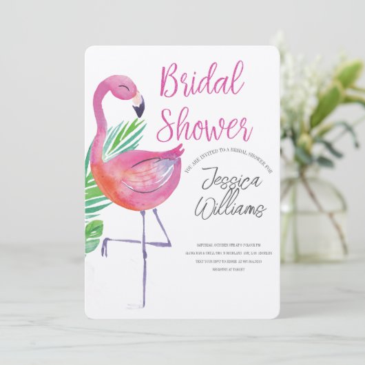 Let’s Flamingle! Tropical Bridal Shower Bash Kaart (Staand voorkant)