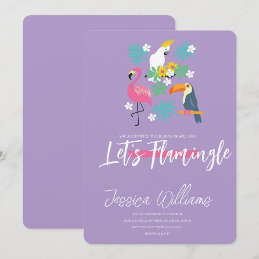 Let’s Flamingle! Tropical Bridal Shower Bash Kaart (Voorkant / Achterkant)
