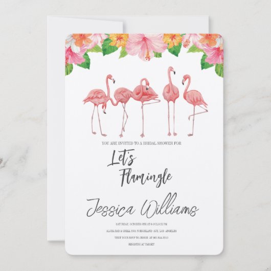 Let’s Flamingle! Tropical Bridal Shower Bash Kaart (Voorkant)