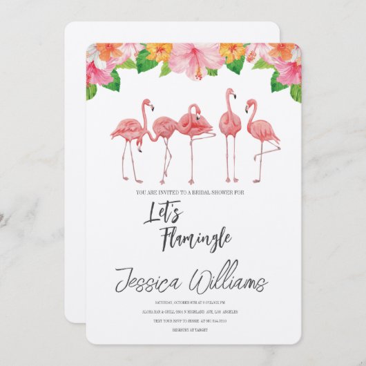 Let’s Flamingle! Tropical Bridal Shower Bash Kaart (Voorkant / Achterkant)