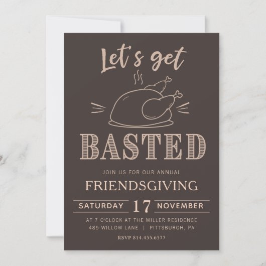 Let’s Get Basted Funny Friendsgiving Invitation Kaart (Voorkant)