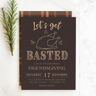 Let’s Get Basted Funny Friendsgiving Invitation Kaart