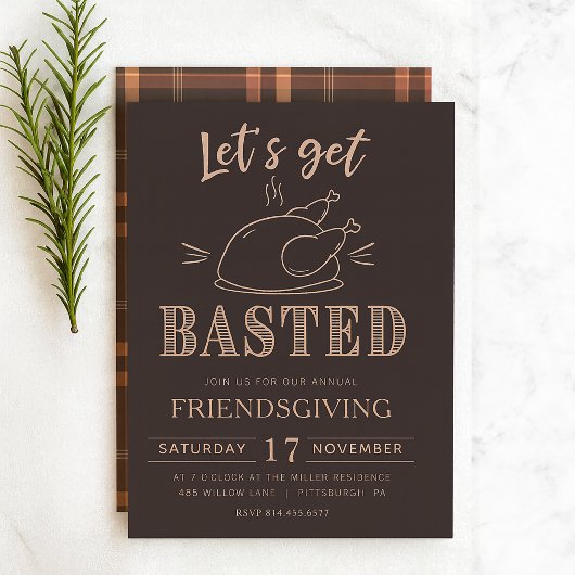 Let’s Get Basted Funny Friendsgiving Invitation Kaart