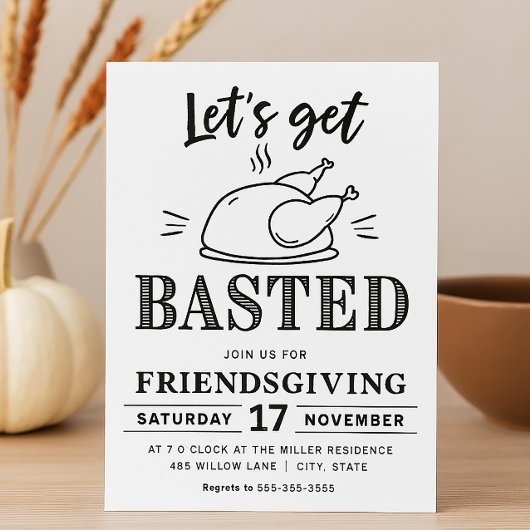 Let’s Get Basted Funny Friendsgiving Kaart