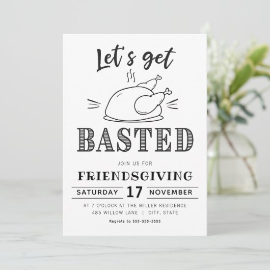 Let’s Get Basted Funny Friendsgiving Kaart (Staand voorkant)