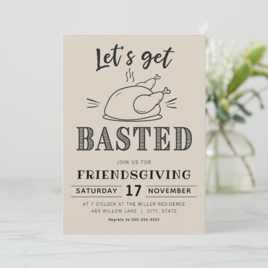 Let’s Get Basted Funny Friendsgiving  Kaart (Staand voorkant)