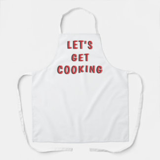 “Let’s Get Cooking” Motivational White Apron | Fun Schort